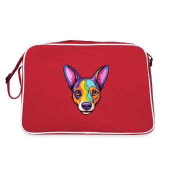 Rattenterrier-Hunderasse Karikatur Kawaii Illustration - Retro Tasche - Rot/Weiß - Hinten