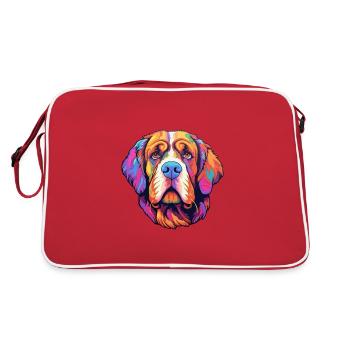 St Bernard chien race Cartoon Kawaii Illustration - Sac Retro - rouge/blanc - Dos