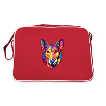 Lisse Collie Chien Race Cartoon Kawaii Illustratio - Sac Retro - rouge/blanc - Dos
