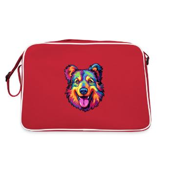 Carpathian Shepherd Dog Breed Cartoon Kawaii Illus - Retro Bag - red/white - Back