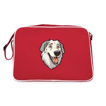 Sud Russe Ovcharka Race De Chien Dessin Animé Kawaii Il - Sac Retro - rouge/blanc - Dos