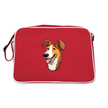 Lisse Collie Chien Race Cartoon Kawaii Illustratio - Sac Retro - rouge/blanc - Dos