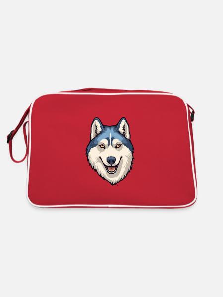 Seppala Chien de traîneau sibérien race de chien de bande dessinée Kawaii - Sac Retro - rouge/blanc - Dos