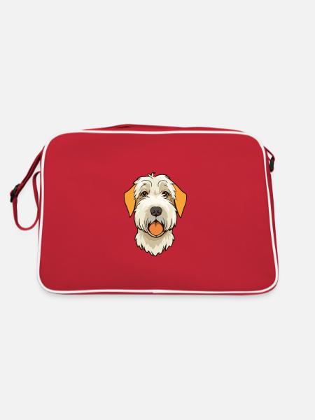 Sealyham Terrier Dog Breed Cartoon Kawaii Illustra - Retro Bag - red/white - Back
