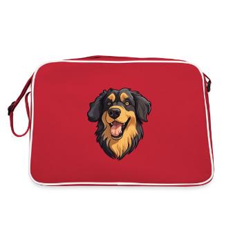 Carpathian Shepherd Dog Breed Cartoon Kawaii Illus - Retro Bag - red/white - Back