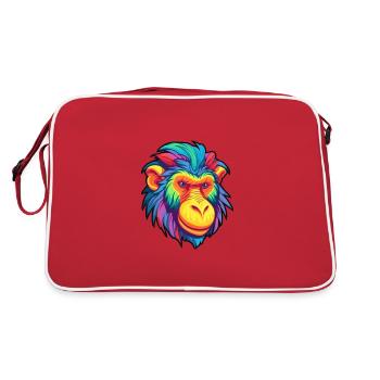 Mandrill Colorful Watercolor Cartoon Kawaii Animal - Retro Bag - red/white - Back