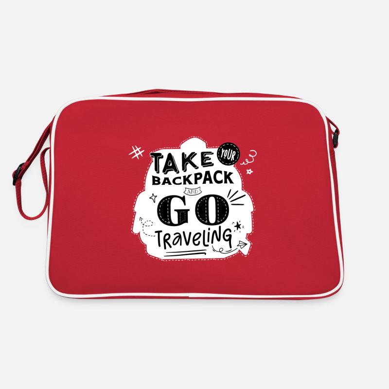 "Take your backpack and go traveling" blanc Sac Retro