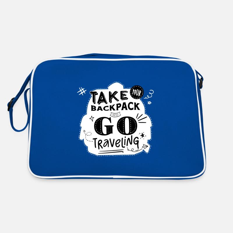 "Take your backpack and go traveling" blanc Sac Retro