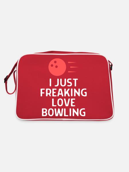 Bowling Sayings Bowling Bowler Skittles Gift - Retro Bag - red/white - Back