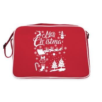 Weihnachten Weihnachten Weihnachten Weihnachten Weihnachten - Retro Tasche - Rot/Weiß - Hinten