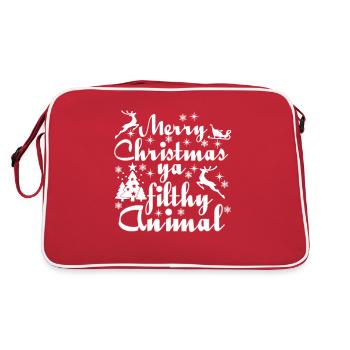 Weihnachten, Weihnachten, Weihnachten, Weihnachten - Retro Tasche - Rot/Weiß - Hinten