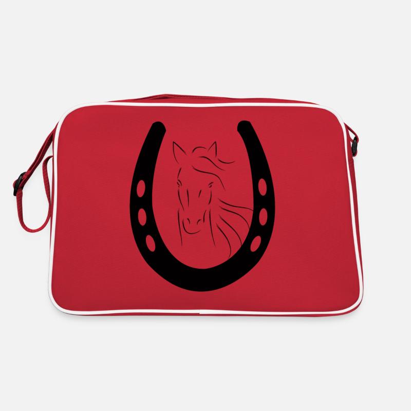Pferd mit Hufeisen - Retro Tasche - Rot/Weiß
