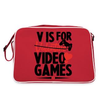 V Is For Video Games Funny Valentines Day - Sac Retro - rouge/blanc - Dos