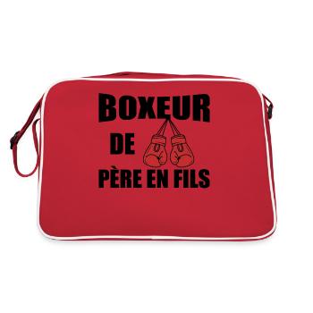 Boxeur De Père En Fils Humour Boxe - Sac Retro - rouge/blanc - Dos