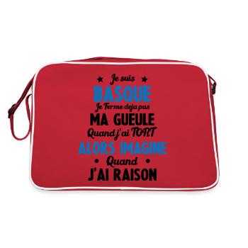 Je suis Basque - Je ferme pas ma gueule - Sac Retro - rouge/blanc - Dos