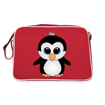 Süßer kleiner Pinguin - Retro Tasche - Rot/Weiß - Hinten