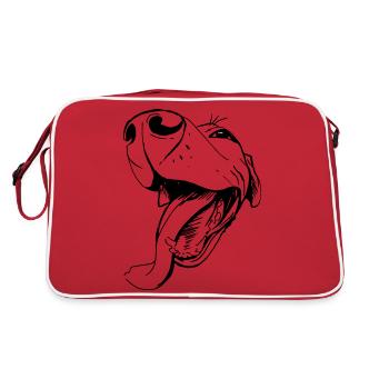 Chien souriant - mignon chien "souriant". - Sac Retro - rouge/blanc - Dos