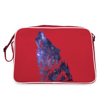 Silhouette de loup Galaxy - Sac Retro - rouge/blanc - Dos