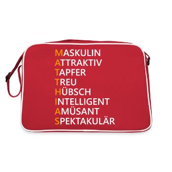 Matthias Name Geschenk - Retro Tasche - Rot/Weiß - Hinten
