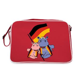 fahne fussball germany hippo hippo kinder baby - Retro Bag - red/white - Back