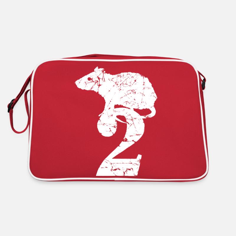 PUNKROCK rats nr. 2 - used look - Maus - Ratte - Retro Tasche - Rot/Weiß