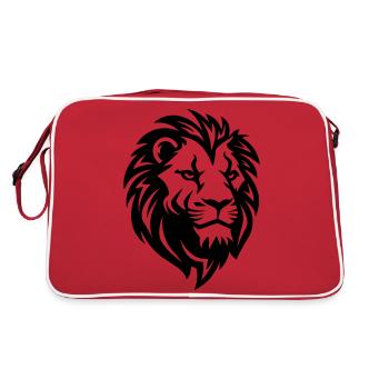 Löwe Löwenkopf Raubtier - Retro Tasche - Rot/Weiß - Hinten