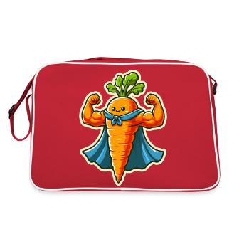 Superheld Karotte - Retro Tasche - Rot/Weiß - Hinten