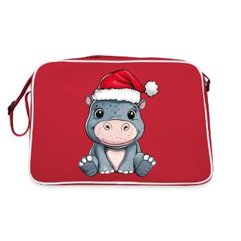 Nilpferd Weihnachten Süß Niedlich Weihnachtlich - Retro Tasche - Rot/Weiß - Hinten