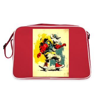 Souris cool sur skateboard - moderne, élégant - Sac Retro - rouge/blanc - Dos