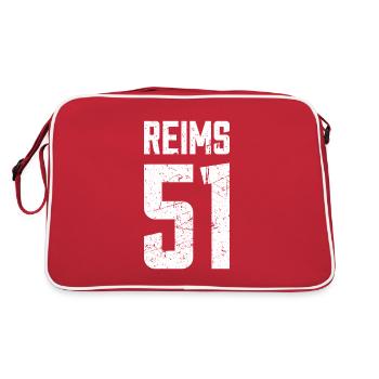 Reims 51 Frankreich Kennzeichen - Retro Tasche - Rot/Weiß - Hinten
