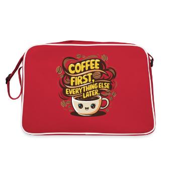 First coffee, then everything else - Retro Tasche - Rot/Weiß - Hinten