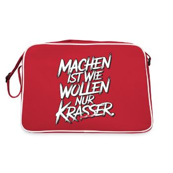 Machen ist wie wollen nur krasser - Retro Tasche - Rot/Weiß - Hinten