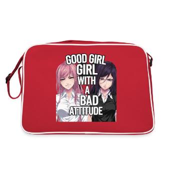 Une bonne fille avec une mauvaise attitude - Sac Retro - rouge/blanc - Dos