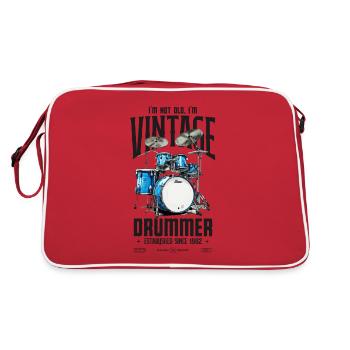 I'm Not Old I'm Vintage Retro 1982 Drummer - Retro Bag - red/white - Back