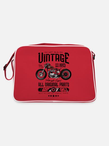 Vintage Motorcycle Bikers Motorbike Birthday 1993 - Retro Bag - red/white - Back