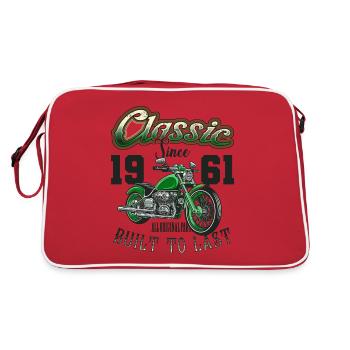 Moto Motard Moto Anniversaire Né En 1961 - Sac Retro - rouge/blanc - Dos