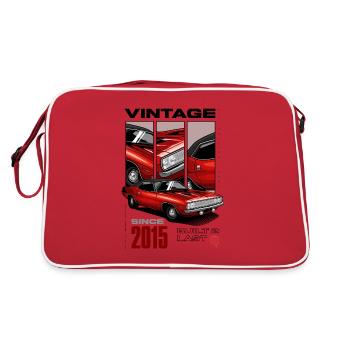 Ich bin nicht alt, ich bin ein Oldtimer, Oldtimer Jahrgang 2015 - Retro Tasche - Rot/Weiß - Hinten