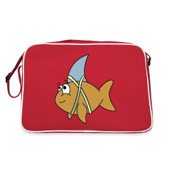 Fish with shark fin - Retro Bag - red/white - Back