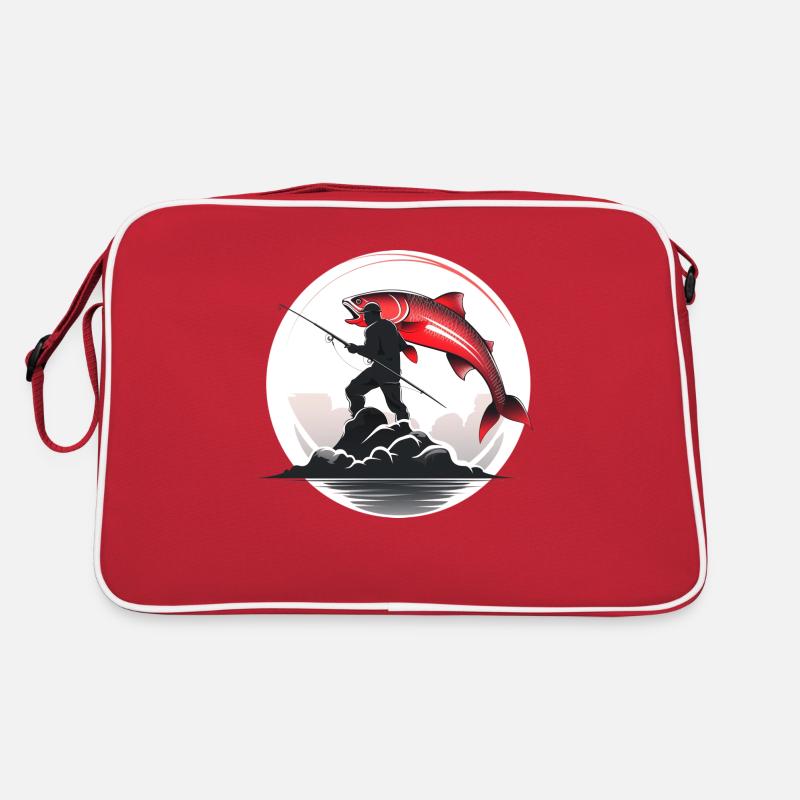 Logo de pêcheur - Sac Retro - rouge/blanc