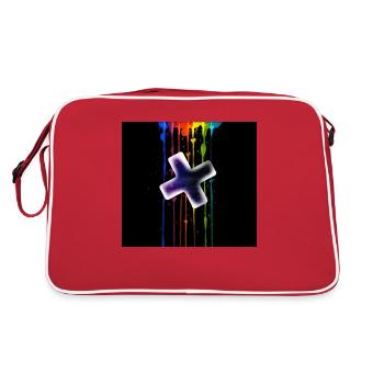Plus vor einen Regenbogen - Retro Tasche - Rot/Weiß - Hinten