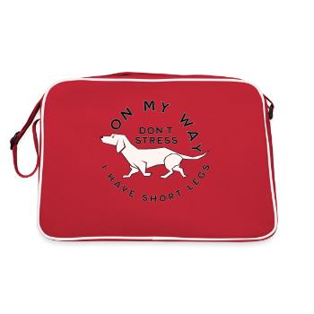Chien et pattes courtes - Pas de stress - Cadeau - Sac Retro - rouge/blanc - Dos