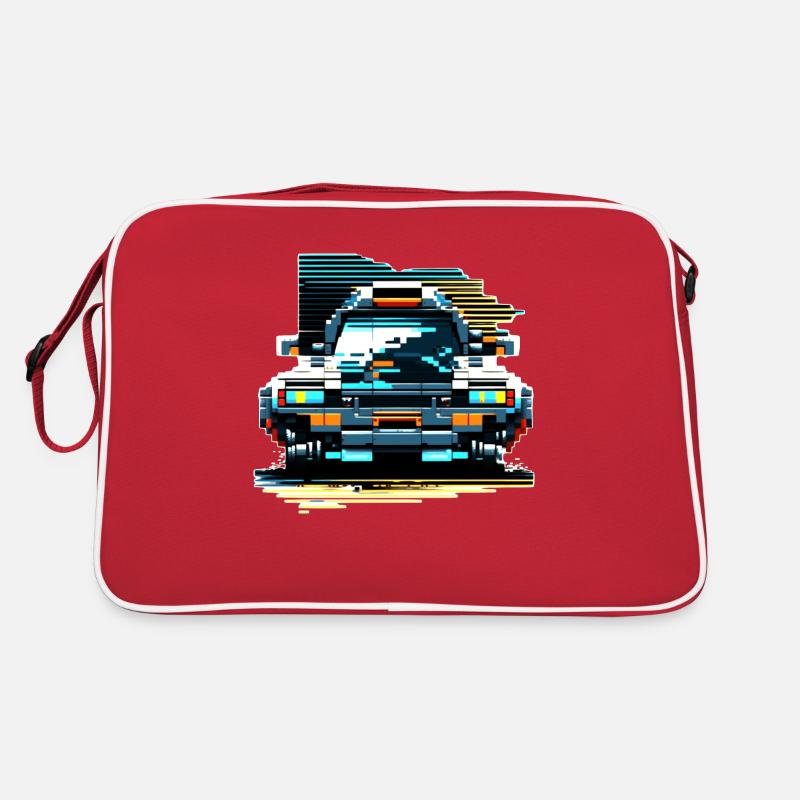 Futuristic car in 8 bit pixel design Retro Bag