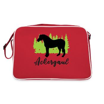 Ackergaul: Symbol für Hartarbeit und Ausdauer - Retro Tasche - Rot/Weiß - Hinten