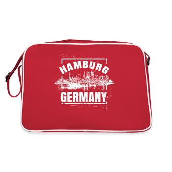 Hamburg Germany Skyline - Retro Tasche - Rot/Weiß - Hinten