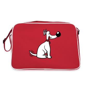 Chien Gros Nez Remuant Mignon Heureux - Sac Retro - rouge/blanc - Dos