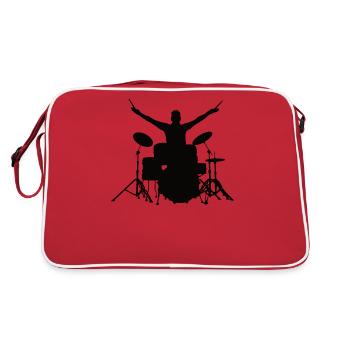Schlagzeug Drummer - Retro Tasche - Rot/Weiß - Hinten
