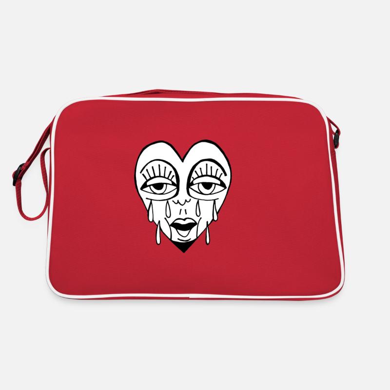 Weinendes Herz - Retro Tasche - Rot/Weiß