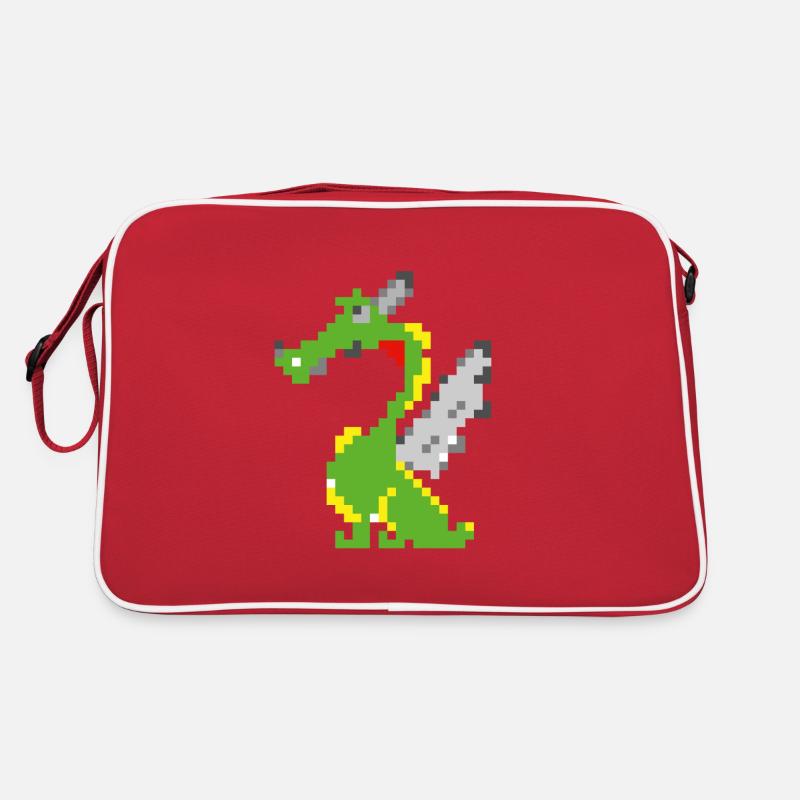 Pixel Drache, Game Design - Retro Tasche - Rot/Weiß