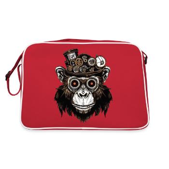 Polygonal Sloth Portrait - Artistic Animal - Retro Bag - red/white - Back