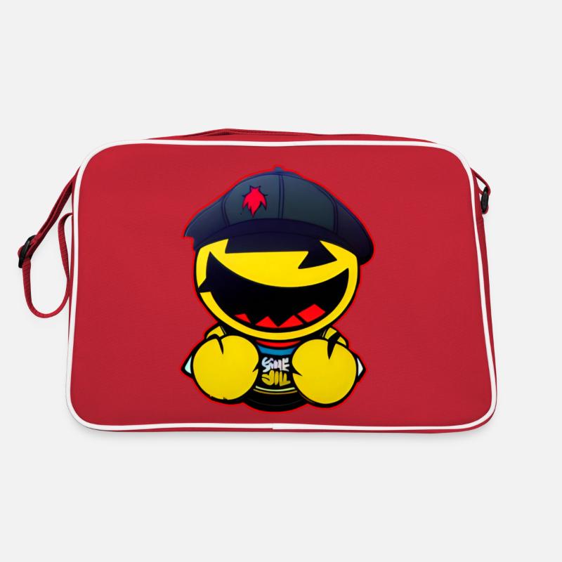 Cheeky yellow smiley face monster with cap Retro Bag